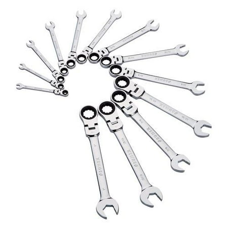 Sunex Tools 9931 13-Piece SAE V-Groove Flex Head Ratcheting Combination Wrench Set