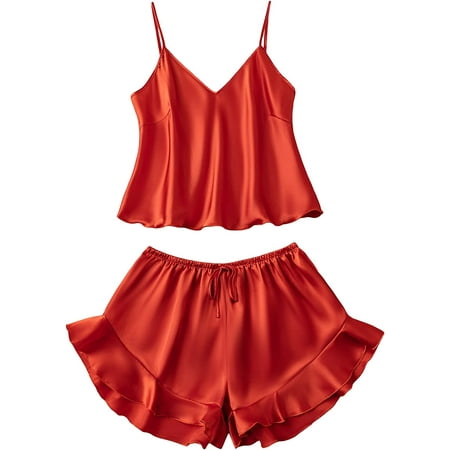 ZWUYIYHJ Women s Sexy Silk Satin Ruffled Pajamas Sets Cami Shorts Sets Sleepwear
ZWUYIYHJ Women s Sexy Silk Satin Ruffled Pajamas Sets Cami Shorts Sets Sleepwear