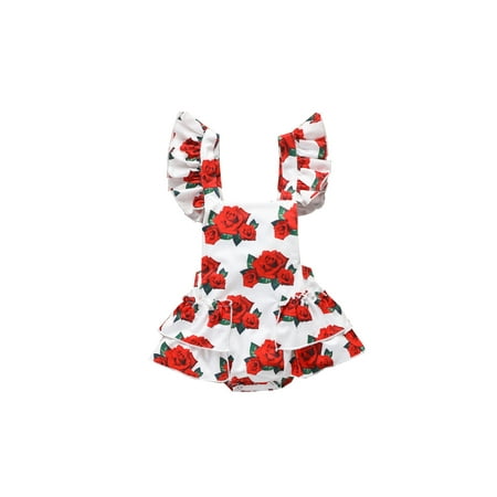 Baby Girl Romper Rose Flower Print Ruffle Flying Sleeve Backless Bandage Summer Bodysuit
Baby Girl Romper Rose Flower Print Ruffle Flying Sleeve Backless Bandage Summer Bodysuit