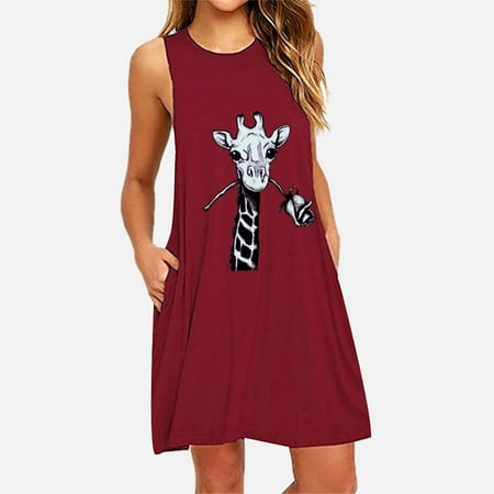 XIAOFFENN Fashion Womens O-Neck Pocket Printing Sleeveless Casual Nightdress Dresses
XIAOFFENN Fashion Womens O-Neck Pocket Printing Sleeveless Casual Nightdress Dresses