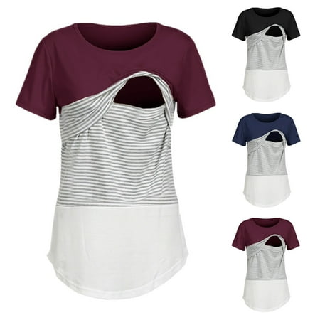Tejiojio Maternity/Labor/Nursing Clothing Clearance Maternity Stripe Splicing O-Neck Short Sleeve T-shirt Pregnant Women Blouse Tops
Tejiojio Maternity/Labor/Nursing Clothing Clearance Maternity Stripe Splicing O-Neck Short Sleeve T-shirt Pregnant Women Blouse Tops