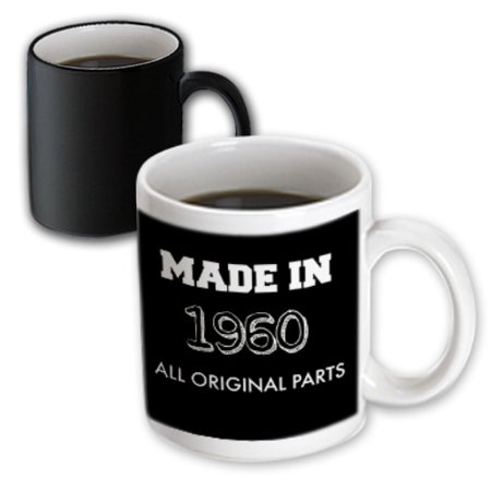 3dRose made in 1960 all original parts white letters on black background - Magic Transforming Mug 11-ounce
3dRose made in 1960 all original parts white letters on black background - Magic Transforming Mug 11-ounce