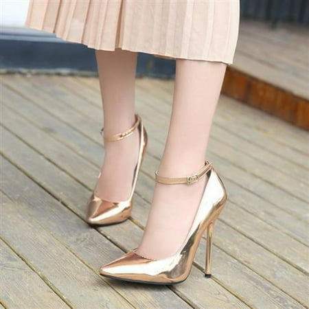 Toyella 13cm Pointed Toe New CDTS Crossdresser Large Size Super High Heels Stiletto Heel Wrist Strap Faux Metallic Heel Shoes European Gold 40
Toyella 13cm Pointed Toe New CDTS Crossdresser Large Size Super High Heels Stiletto Heel Wrist Strap Faux Metallic Heel Shoes European Gold 40