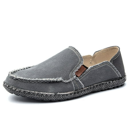 Men s Classic Canvas Slip On Loafer Shoes Breathable Lightweight Casual Sneakers For Walking Driving