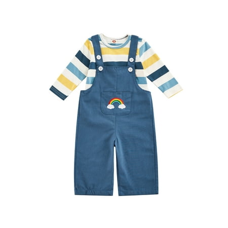 DuAnyozu Baby Boys Stripe Print Pullover and Rainbow Embroidery Pattern Suspender Trousers
DuAnyozu Baby Boys Stripe Print Pullover and Rainbow Embroidery Pattern Suspender Trousers