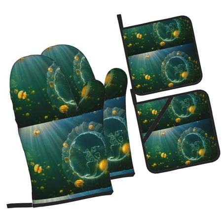 Pofeuu Jelly Fish Print Oven Mitts and Pot Holders 4 pcs Set High Heat Resistant 500 Degree Extra Thicken Long Kitchen Cotton Oven Glove for Cooking
Pofeuu Jelly Fish Print Oven Mitts and Pot Holders 4 pcs Set High Heat Resistant 500 Degree Extra Thicken Long Kitchen Cotton Oven Glove for Cooking