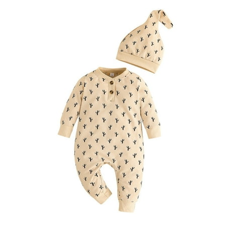 Lilhowcy Baby Unisex Casual Romper Long Sleeve Round Neck Printed Long Jumpsuit with Hat Beige 12-18M
Lilhowcy Baby Unisex Casual Romper Long Sleeve Round Neck Printed Long Jumpsuit with Hat Beige 12-18M