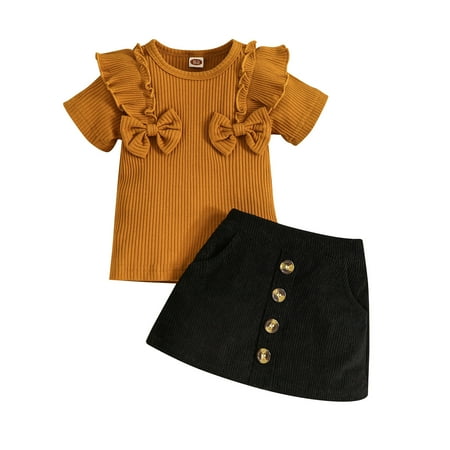 Toddler Girls Short Sleeve Ribbed Bowknot Ruffles T Shirt Tops Skirt Outfits 3-6 Month Girl Outfits Staff for Baby Girl
Toddler Girls Short Sleeve Ribbed Bowknot Ruffles T Shirt Tops Skirt Outfits 3-6 Month Girl Outfits Staff for Baby Girl