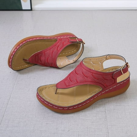 Women s Wedges Sandals Stylish Retro Sandal Solid Color Ladies Open Toe Non-slip Flip Flops Large Size New
Women s Wedges Sandals Stylish Retro Sandal Solid Color Ladies Open Toe Non-slip Flip Flops Large Size New