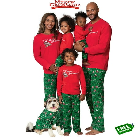 Christmas Pajamas for Family Parent-Child Christmas Nightwear Printed Tops + Pants Dog Apparel