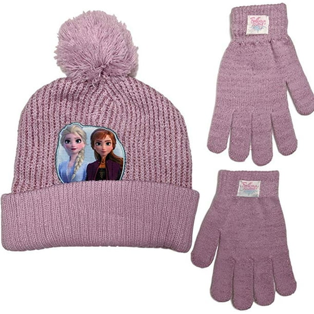 Disney Frozen II 2 Beanie Winter Hat and Mittens Cold Weather Set, Age 4-7