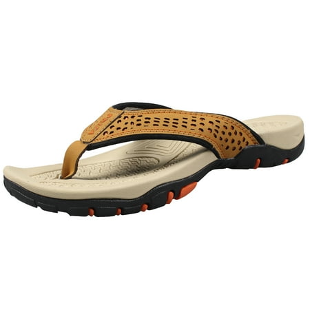 PhiFA Men s Thong Sandals Indoor and Outdoor Beach Flip Flop Khaki US Size 8