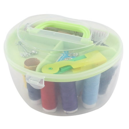 - Household Plastic Heart Shaped Case Thread Spool Needle Measure Tape Scissor Sewing Kit