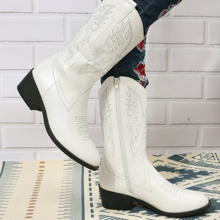 Women‘s Chunky Heel Western Mid Calf Boots V-cut Embroidered Cowgirl Shoes Low Heel Round Toe Shoes
Women‘s Chunky Heel Western Mid Calf Boots V-cut Embroidered Cowgirl Shoes Low Heel Round Toe Shoes