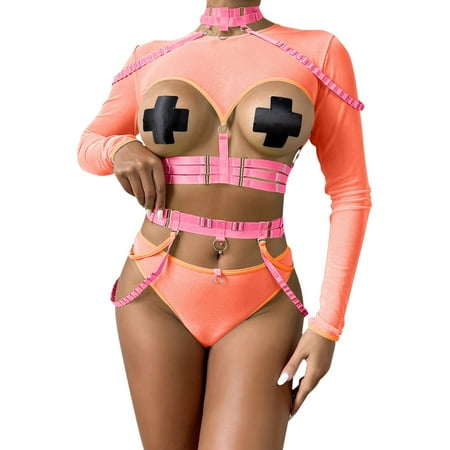Lingerie For Women Fashionable Long Sleeve Strap Contrast Mesh Stitching Underwear Bodysuit For Women
Lingerie For Women Fashionable Long Sleeve Strap Contrast Mesh Stitching Underwear Bodysuit For Women