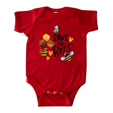 Inktastic Save the Bees Cute Bees and Hearts Gift Baby Boy or Baby Girl Bodysuit