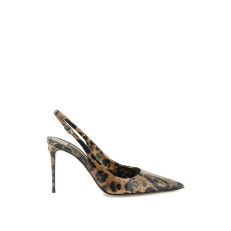 Dolce & Gabbana Animalier Patent-Leather Sling-Back Pumps