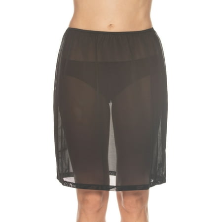 Gemsli Womens Cling-Free Mesh Half Slip XL 22 Inch Black
