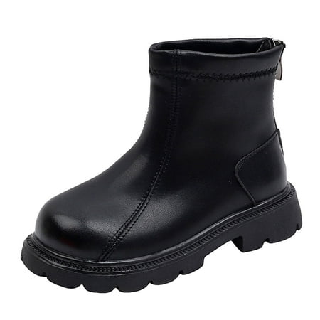 

LBECLEY Shoes Toddler Spring and Autumn Children s Boots Boys and Girls Ankle Boots Thick Soles Non Slip Warm Keeping Comfortable Solid Color Back Zipper Girls Rain Boots Toddler Size 7 Black 35