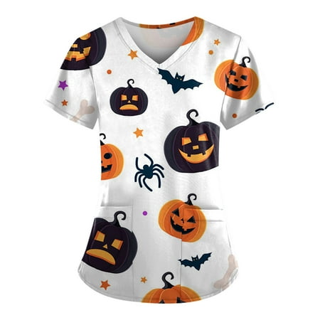 Sksloeg Sksloeg Scrub Tops For Women Stretchy Pumpkin Cat Bat Print Tops For Women Shirts Short Sleeve Pumpkin Cat Bat Print T-Shirt Halloween Tees White 2XL
Sksloeg Sksloeg Scrub Tops For Women Stretchy Pumpkin Cat Bat Print Tops For Women Shirts Short Sleeve Pumpkin Cat Bat Print T-Shirt Halloween Tees White 2XL