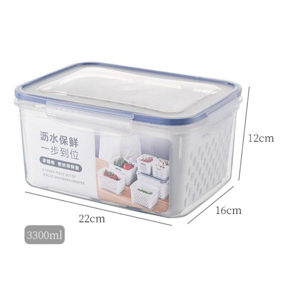 2 In 1 Double Layer Drain Basket Kitchen Fresh Keeping Box For Fruit