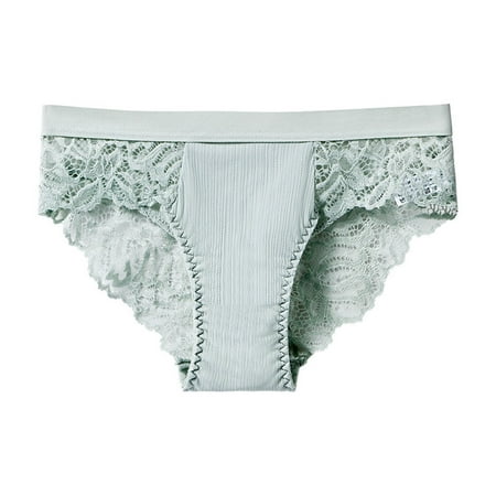 HEVIRGO Hollow Seamless Elastic Waist Women Panties Floral Lace Stitching Mid-Rise Sexy Briefs Female Clothing