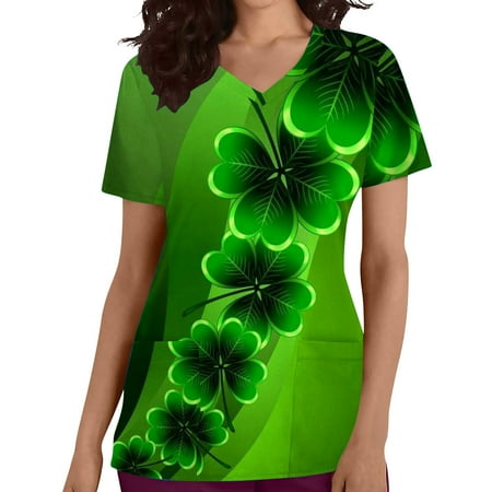 Fashion Shirts for Womens Holiday Scrub Tops St. Patrick s Day Print Short Sleeve V Neck Tees Nursing Working Uniform
Fashion Shirts for Womens Holiday Scrub Tops St. Patrick s Day Print Short Sleeve V Neck Tees Nursing Working Uniform