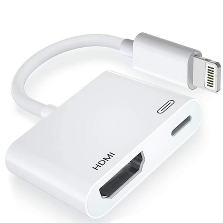 Lightning to HDMI Adapter,No Power Needed 1080P Video & Audio Sync Screen Converter with Lightning Charging Port,iPhone to HDMI Adapter Compatible with iOS