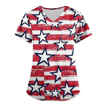 netehipn Scrub Tops Women Stretchy Loose Stretchy Printed Plus Size Working Uniform Blouse Summer Short Sleeve Independence Day Cute Tees Red XXXXL
netehipn Scrub Tops Women Stretchy Loose Stretchy Printed Plus Size Working Uniform Blouse Summer Short Sleeve Independence Day Cute Tees Red XXXXL