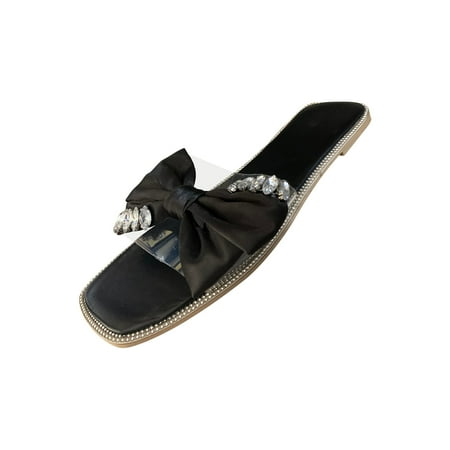 Womens Summer Rhinestone Bowknot Flat-Bottom Fashion Square Toe Sandals Summer Open Toe Slide Sandals Comfortable Flats Flip-Flops Sandal Casual Platforms Wedge Sandals Heeled Sandals A16379
Womens Summer Rhinestone Bowknot Flat-Bottom Fashion Square Toe Sandals Summer Open Toe Slide Sandals Comfortable Flats Flip-Flops Sandal Casual Platforms Wedge Sandals Heeled Sandals A16379