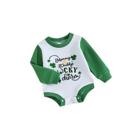 Zervatek Baby Girls Boys Sweatshirts Rompers Ireland Festival Clothes Letter Clover Print Contrast Color Long Sleeve Spring Bodysuits
Zervatek Baby Girls Boys Sweatshirts Rompers Ireland Festival Clothes Letter Clover Print Contrast Color Long Sleeve Spring Bodysuits