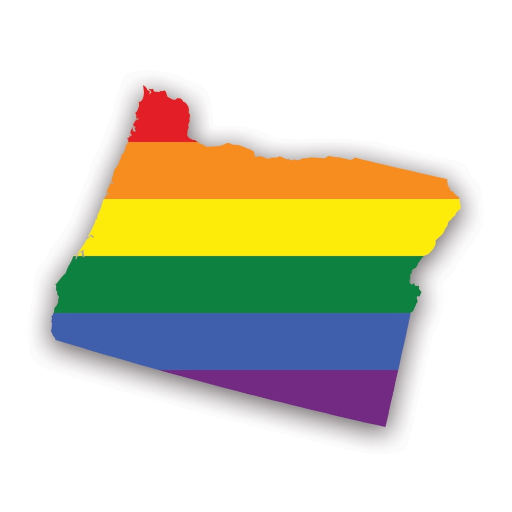 Oregon State Shaped Gay Pride Rainbow Flag Sticker Decal Self