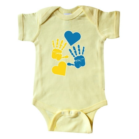 Inktastic Down Syndrome Awareness with Handprints and Hearts Blue and Yellow Gift Baby Boy or Baby Girl Bodysuit
Inktastic Down Syndrome Awareness with Handprints and Hearts Blue and Yellow Gift Baby Boy or Baby Girl Bodysuit