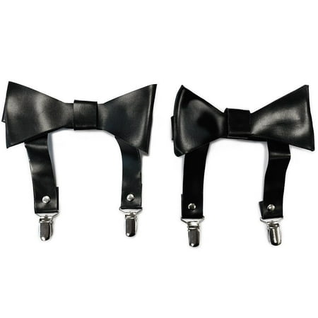 Black Faux Leather Garters (Set of 2)