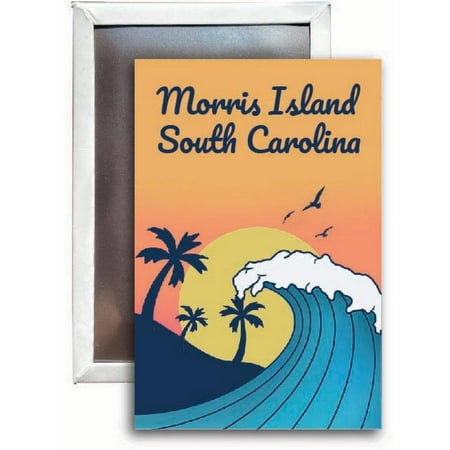 Morris Island South Carolina Souvenir 2x3 Fridge Magnet Wave Design