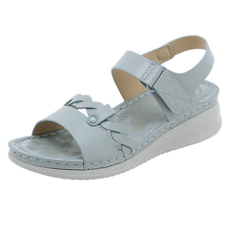 Cathalem Women Summer Solid Color Hook Loop Casual Open Toe Wedges Comfortable Beach Shoes Sandals Slippers Blue 38
Cathalem Women Summer Solid Color Hook Loop Casual Open Toe Wedges Comfortable Beach Shoes Sandals Slippers Blue 38