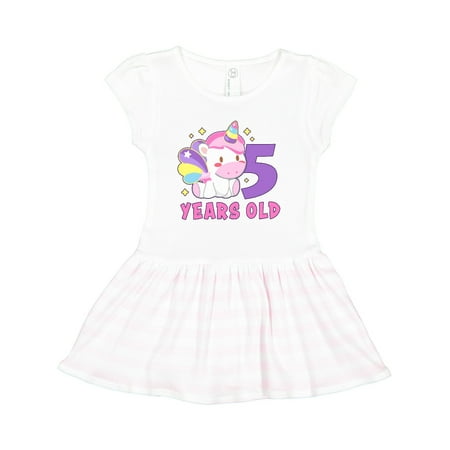 Inktastic 5 Years Old with Cute Unicorn Birthday Gift Toddler Girl Dress
