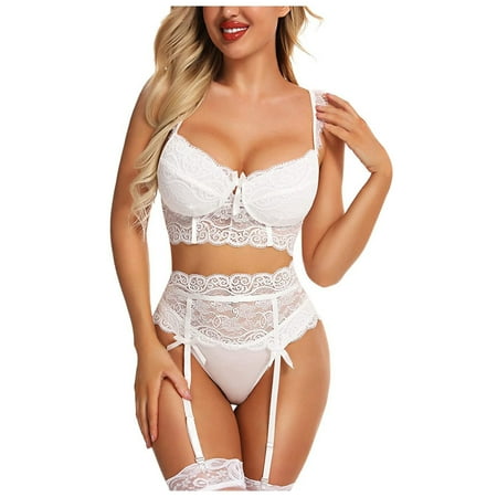 QWERTYU Sexy Bra and Panty Set for Women Lace Underwear Set Nightwear Lingerie Set with Garter White S
QWERTYU Sexy Bra and Panty Set for Women Lace Underwear Set Nightwear Lingerie Set with Garter White S