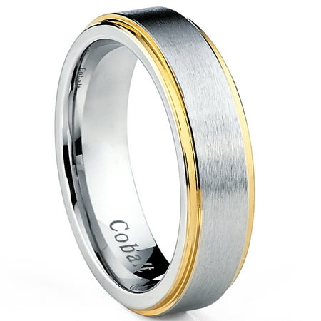 Goldtone Cobalt Wedding Band Engagement Ring, 6mm Comfort Fit