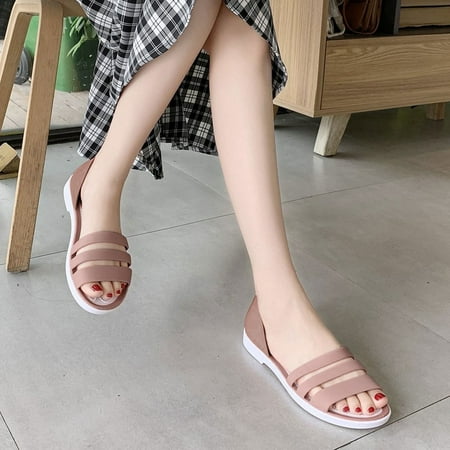 Women S Sandals Summer Single Shoe Beach Flat Sandals Sandals Open Toe Flat Sandals Slippers
