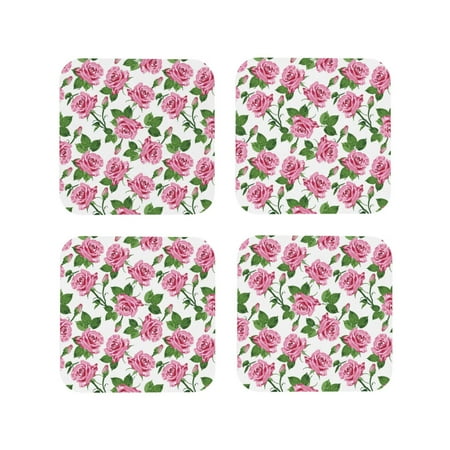 Coasters Set of 4 - Green Pink Rose Flowers Drink Coasters for Tabletop Protection Leather Coasters for Living Room Decor and Housewarming Gift Square
Coasters Set of 4 - Green Pink Rose Flowers Drink Coasters for Tabletop Protection Leather Coasters for Living Room Decor and Housewarming Gift Square