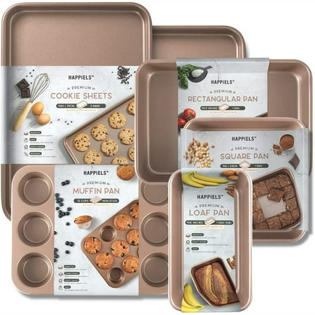 Home Baker 6-piece premium nonstick bakeware set includes half baking pan rectangular square loaf pan muffin pan golden
Home Baker 6-piece premium nonstick bakeware set includes half baking pan rectangular square loaf pan muffin pan golden