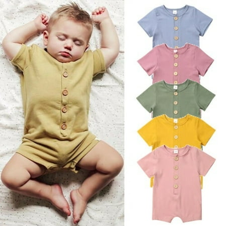 Infant Newborn Baby Boy Girl Rompers Solid Button Jumpsuit Sunsuit Short Sleeve Summer Baby Clothes
Infant Newborn Baby Boy Girl Rompers Solid Button Jumpsuit Sunsuit Short Sleeve Summer Baby Clothes
