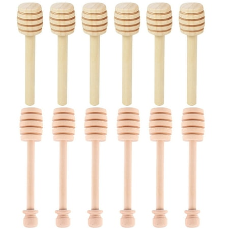 12pcs Wooden Honey Dipper Stick Honey Stirrer Stick Honeycomb Sticks Honey Wand