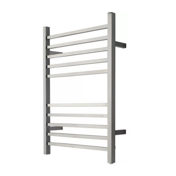 Radiant Square 10-Bar Plug-in Towel Warmer in Brushed Stainless
