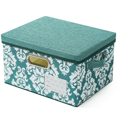 

Goory Containers Cloth Fabric Storage Box Toy Folding Organiser Underwear Bra Sock Living Room Collapsible Cubby Foldable Green L: 16.93*11.81*10.63 inches