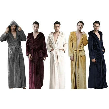 Pretty Comy Women Men Long Robe Soft Hooded Bath Robes M-XL(MF2319)