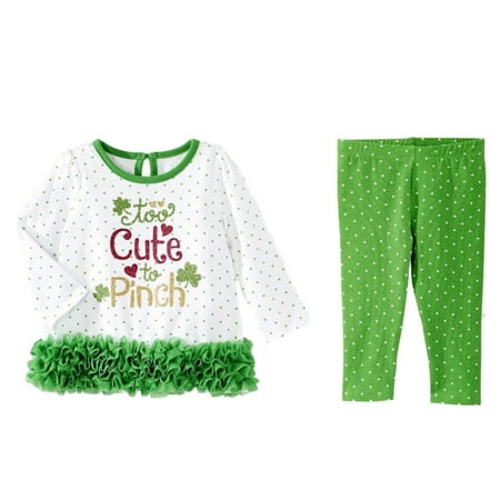 Infant & Toddler Girls St Patricks Outfit Too Cute To Pinch Shirt & Pants 3-6m