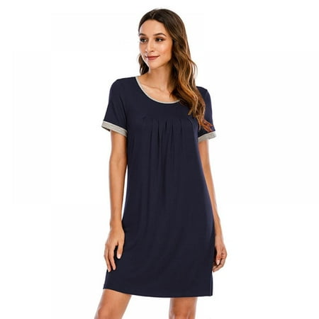 Women s Nightgown Short Sleeve Sleepwear Comfy Sleep Shirt Pleated Scoopneck Nightshirt S-XXL
Women s Nightgown Short Sleeve Sleepwear Comfy Sleep Shirt Pleated Scoopneck Nightshirt S-XXL