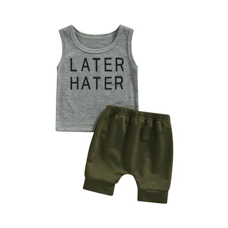Suanret Toddler Baby Boy Summer Clothes Letter Print Sleeveless Vest Tank Tops + Elastic Waist Shorts Outfits Army Green 0-6 Months
Suanret Toddler Baby Boy Summer Clothes Letter Print Sleeveless Vest Tank Tops + Elastic Waist Shorts Outfits Army Green 0-6 Months